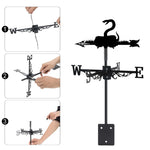 Snake metal weather vane with directional arrows and mounting rod, outdoor roof and garden decoration