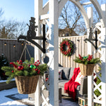 Snowman metal hanging basket bracket mounted on outdoor wall for plant decoration