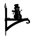 Snowman metal hanging basket bracket mounted on outdoor wall for plant decoration