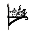 Snowmen metal hanging basket bracket mounted on outdoor wall for plant decoration