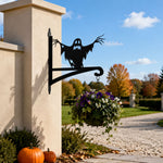 Spooky ghost metal hanging basket bracket mounted on outdoor wall for plant decoration