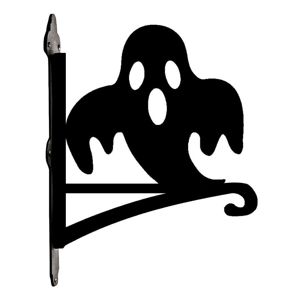 Spooky ghost metal hanging basket bracket mounted on outdoor wall for plant decoration