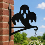 Spooky ghost metal hanging basket bracket mounted on outdoor wall for plant decoration
