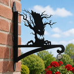 Spooky tree metal hanging basket bracket mounted on outdoor wall for plant decoration