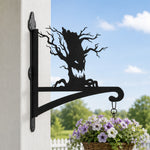 Spooky tree metal hanging basket bracket mounted on outdoor wall for plant decoration