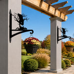 Spooky tree metal hanging basket bracket mounted on outdoor wall for plant decoration
