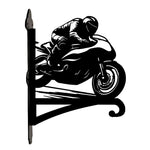Sportbike motorcycle racing rider metal hanging basket bracket mounted on outdoor wall for plant decoration