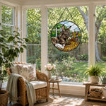 Spring donkey and ducklings stained glass suncatcher window hanging, suitable for home and garden decoration