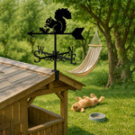 Squirrel metal weather vane with directional arrows and mounting rod, outdoor roof and garden decoration