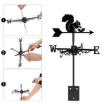 Squirrel metal weather vane with directional arrows and mounting rod, outdoor roof and garden decoration