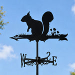 Squirrel metal weather vane with directional arrows and mounting rod, outdoor roof and garden decoration