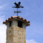 Squirrel metal weather vane with directional arrows and mounting rod, outdoor roof and garden decoration