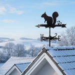 Squirrel metal weather vane with directional arrows and mounting rod, outdoor roof and garden decoration