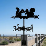 Squirrels metal weather vane with directional arrows and mounting rod, outdoor roof and garden decoration