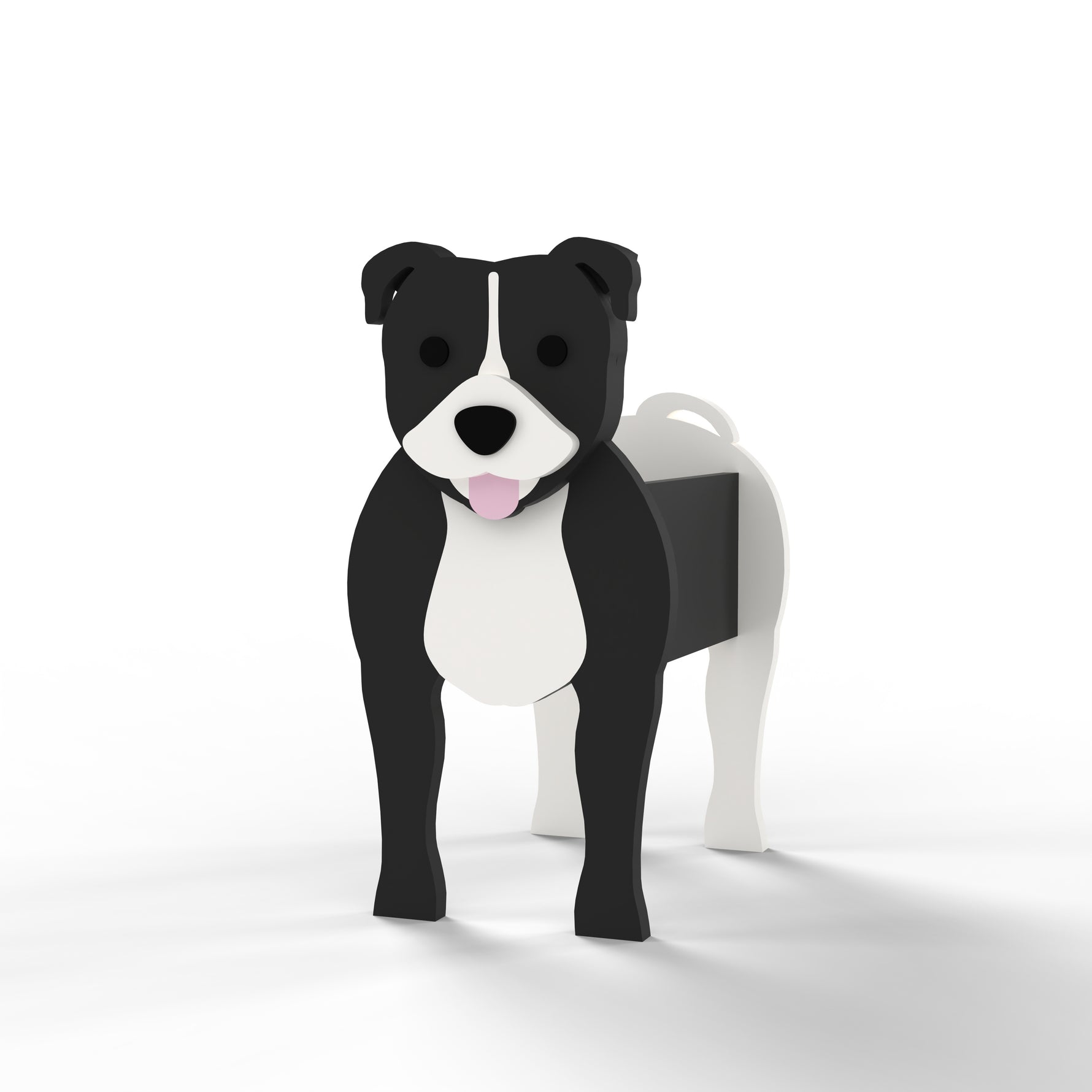 Full-body view of the Staffordshire Bull Terrier dog planter