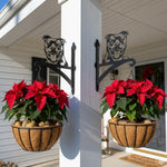 Staffordshire bull terrier metal hanging basket bracket mounted on outdoor wall for plant decoration