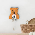 Staffordshire Bull Terrier wooden dog wall hook key and leash holder for home entryway organizer