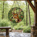 Stag with flowers stained glass suncatcher window hanging, suitable for home and garden decoration