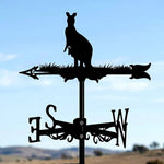 Standing kangaroo metal weather vane with directional arrows and mounting rod, outdoor roof and garden decoration
