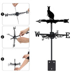 Standing kangaroo metal weather vane with directional arrows and mounting rod, outdoor roof and garden decoration