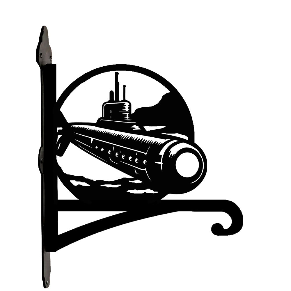 Submarine navy metal hanging basket bracket mounted on outdoor wall for plant decoration