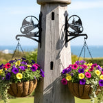 Submarine navy metal hanging basket bracket mounted on outdoor wall for plant decoration