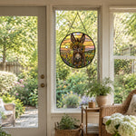 Sunflower crown donkey stained glass suncatcher window hanging, suitable for home and garden decoration
