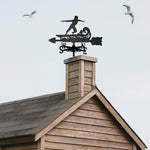 Surf man metal weather vane with directional arrows and mounting rod, outdoor roof and garden decoration