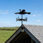Swan metal weather vane with directional arrows and mounting rod, outdoor roof and garden decoration