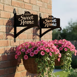 Sweet home sign metal hanging basket bracket mounted on outdoor wall for plant decoration