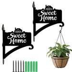 Sweet home sign metal hanging basket bracket mounted on outdoor wall for plant decoration