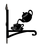 Teapot teacup metal hanging basket bracket mounted on outdoor wall for plant decoration