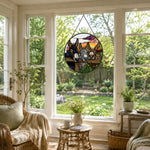 Three peeking donkeys stained glass suncatcher window hanging, suitable for home and garden decoration