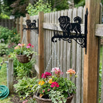 Tibetan spaniel metal hanging basket bracket mounted on outdoor wall for plant decoration