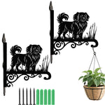 Tibetan spaniel metal hanging basket bracket mounted on outdoor wall for plant decoration