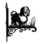 Tibetan terrier metal hanging basket bracket mounted on outdoor wall for plant decoration