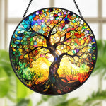 Tree of life stained glass suncatcher window hanging, suitable for home and garden decoration