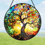 Tree of life stained glass suncatcher window hanging, suitable for home and garden decoration
