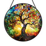 Tree of life stained glass suncatcher window hanging, suitable for home and garden decoration