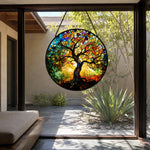 Tree of life stained glass suncatcher window hanging, suitable for home and garden decoration
