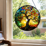 Tree of life stained glass suncatcher window hanging, suitable for home and garden decoration