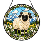 Valais blacknose sheep stained glass suncatcher window hanging, suitable for home and garden decoration