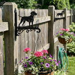 Vizsla metal hanging basket bracket mounted on outdoor wall for plant decoration