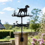 Vizsla metal weather vane with directional arrows and mounting rod, outdoor roof and garden decoration