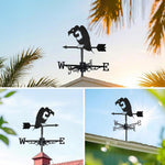 Vulture bird metal weather vane with directional arrows and mounting rod, outdoor roof and garden decoration