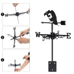 Vulture bird metal weather vane with directional arrows and mounting rod, outdoor roof and garden decoration