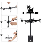 West highland white terrier metal weather vane with directional arrows and mounting rod, outdoor roof and garden decoration