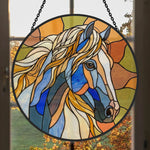 Western wild horse stained glass suncatcher window hanging, suitable for home and garden decoration
