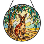 Wilderness kangaroo nature stained glass suncatcher window hanging, suitable for home and garden decoration