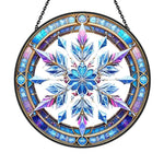 Winter holiday snowflake stained glass suncatcher window hanging, suitable for home and garden decoration